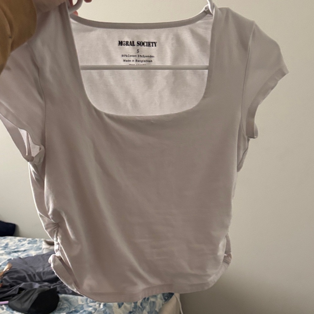 Society Women's White Short Sleeve Top